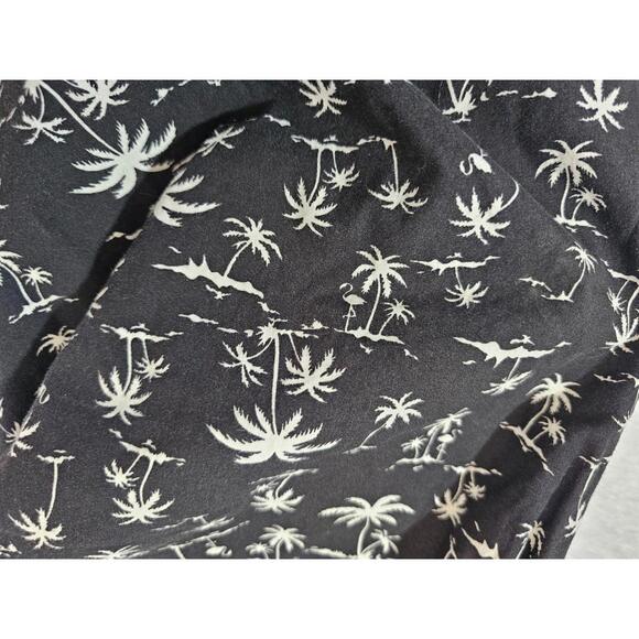 Men's Denim & Flower Button Up Shirt Size Slim Fit X Large Black Palm Trees - Picture 8 of 8
